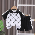 New Baby Boy Summer Clothes Set Children's Fashion Letter Print  Polo Shirt + Shorts 2-Piece Suits 0-5 Year Old