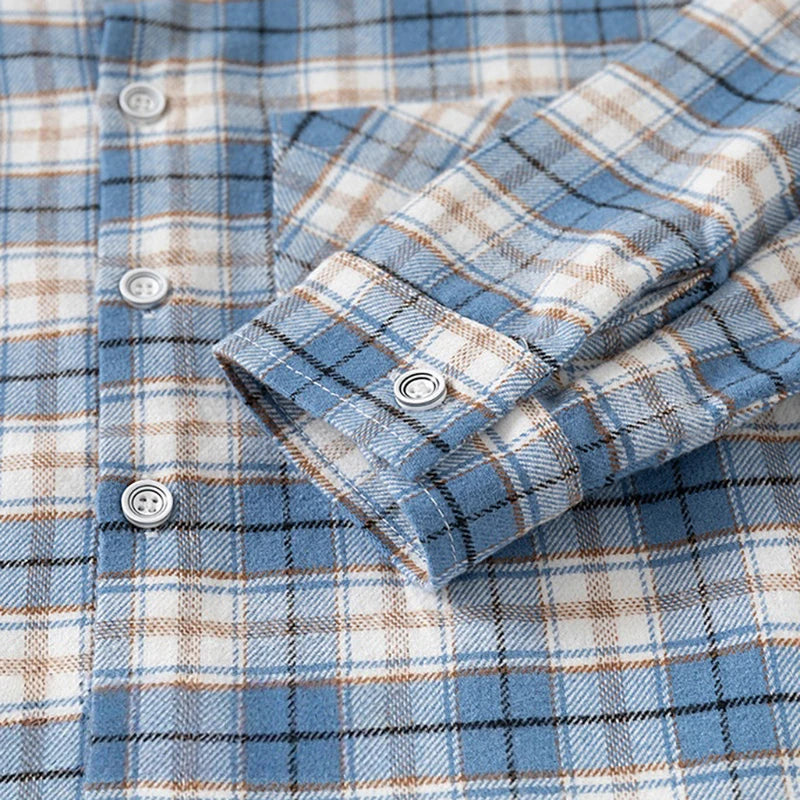 Spring Autumn Kids Plaid Long Sleeve Shirt Korean Style Boys Girls Loose Oversized Top Light Outerwear Casual Children Blouse