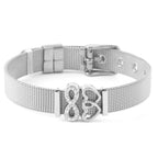 Fashion Stainless Steel For Woman Men Bracelet Mesh Bracelet Set Crystal Heart Anchor Charm Fine Bracelet Bangle Female Lover