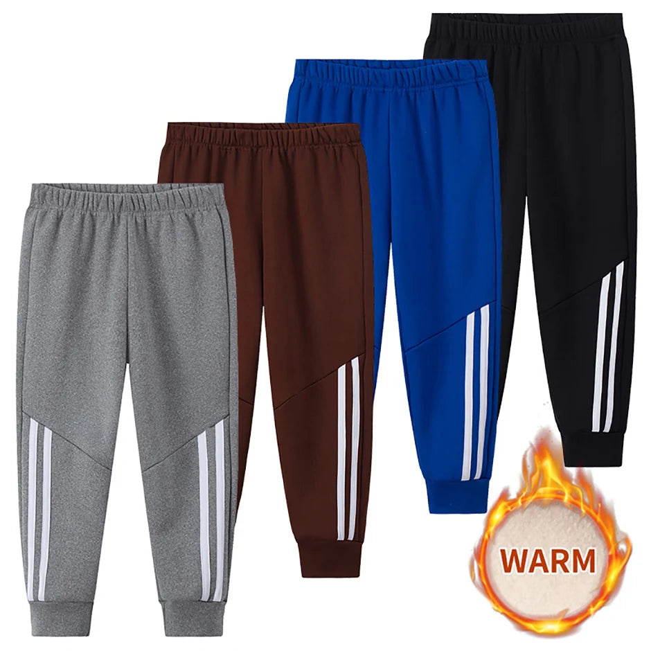 1/3 Piece Set Autumn And Winter Children's Mmulti-color Sports Thick Sweatpants For Boys And Girls With Plush Warm Casual Pants