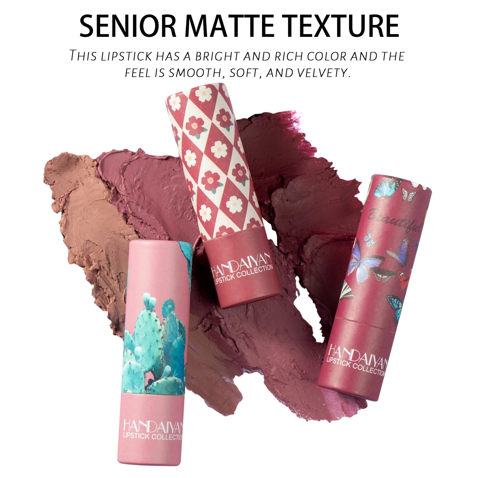 HANDAIYAN 8 Colors Velvet Nude Lipstick Sexy Red Pigments Makeup Matte Lip Stick Long Lasting Waterproof Professional Cosmetics