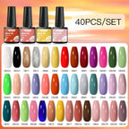 Mtssii 20/40/60Pcs Nail Gel Polish Set Kit Nude Pink Glitter Nail Art UV Gel Manicure Set Vernis Semi Permanent Base Top Coat