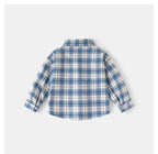 Spring Autumn Kids Plaid Long Sleeve Shirt Korean Style Boys Girls Loose Oversized Top Light Outerwear Casual Children Blouse