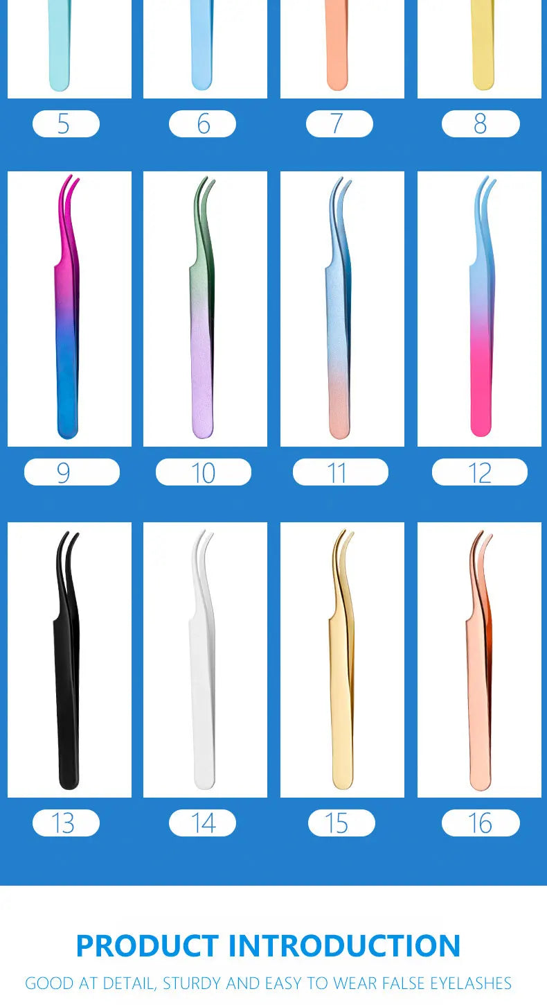 1Pc Lash Tweezers Eyelash Extensions Makeup Tools Stainless Steel Eyebrow Eyelash Tweezers Professional Lash Applicator Tool