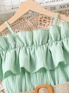 Prowow Girls Party Dresses With Belt 2pcs Trendy Ruffles Off Shoulder Dress For Girls Kids Clothes Teenagers Dresses Girls