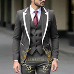 Royal Blue Wedding Tuxedos Men Suit Peak Lapel Terno Masculino Slim Fit Groom Prom Man Blazer Custom 3 Pieces Jacket Pant Vest
