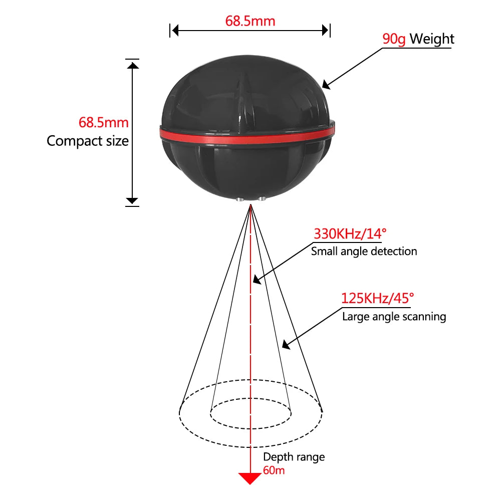 Smart Phone Fish Finder with Bluetooth, Sonar, Intelligent Fish Visual Fishing, Android and iOS, 2024New Brand