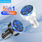 4usb PD 250W Car Charger Type C Fast Charging Auto Mobile Phone Adapter For iPhone Samsung Huawei Xiaomi QC 3.0