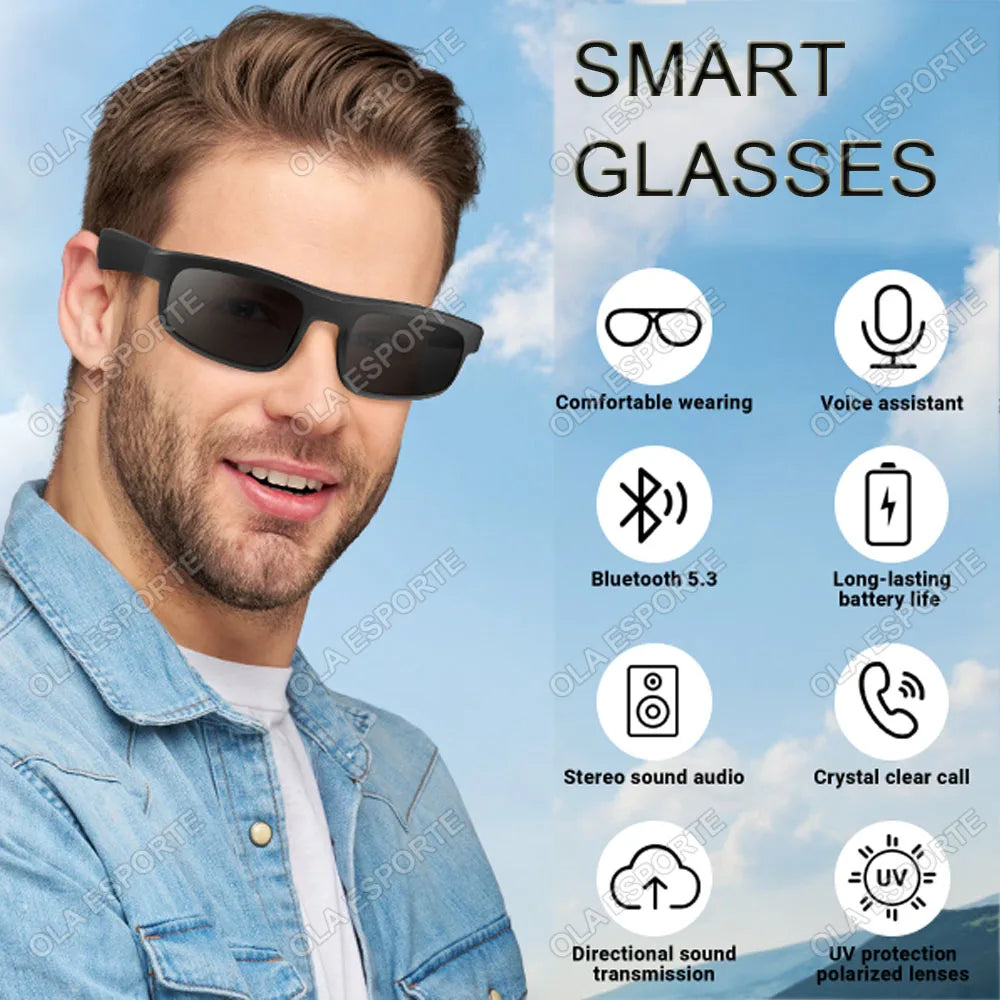 Smart Sunglasses Bluetooth 5.3 Earphone HiFi Stereo Music Wireless Headset Driving HD Mic Call Headphones Smart Glasses 2025 New