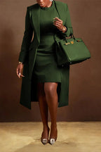 Women's Set Full Sleeve Long Blazer Coat+ Long Dress Suit  Winter Streetwear Two 2 Piece Set Africa OL Work Outfits