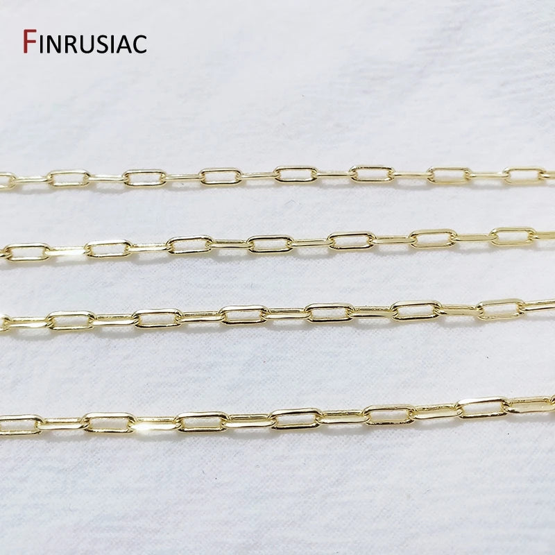 14K Real Gold Plated 1.3mm Thin Chain For DIY Jewelry Making, Wholesale Brass Chains Accessories Findings
