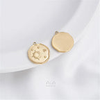 Titanium Steel Vacuum Plated 14K Real Gold Stars Moon Sun Circular Plate Charms Pendant DIY Jewelry Pendant