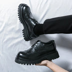 Fashion Patent Leather Men's Formal Shoes Comfortable Platform Luxury Genuine Leather New Elegant Man Wedding Social Derby Shoes