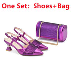 Shoe and Bags for Women Nigeria Party Women Nigerian Italian Shoes and Bags Set with Rhinestone Elegant Woman Heeled Pumps