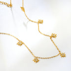 LUXUKISSKIDS Trendy Korean 5 Stars Charms Clavicle Choker Steel Fairy Woman Eight-Pointed Star with Shiny Zirconia Neck Collier