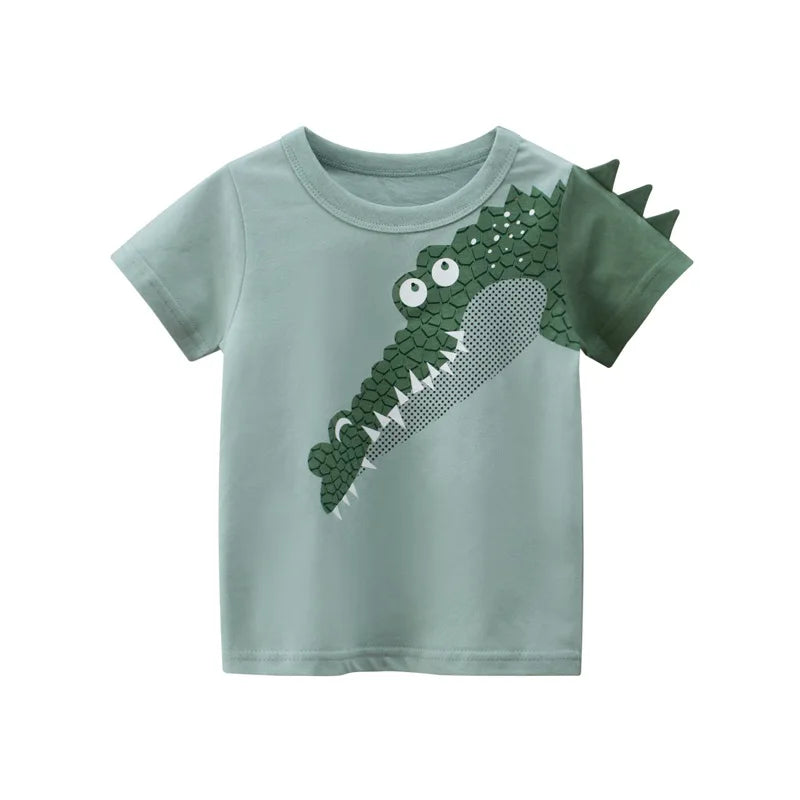 2-8T Toddler Kid Baby Boys Clothes Summer Cotton Top Infant Short Sleeve T Shirt Fashion Cute Tee Boys Tshrit Outfits
