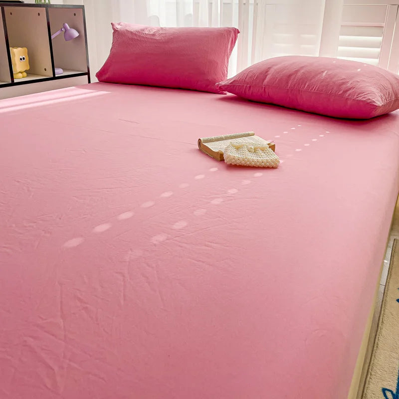 Washed Cotton Bed Flat Sheet for Double Bed Plain Solid Color Top Sheets Single/Queen/King Flat Bedsheets Home Bed Linen Sheets