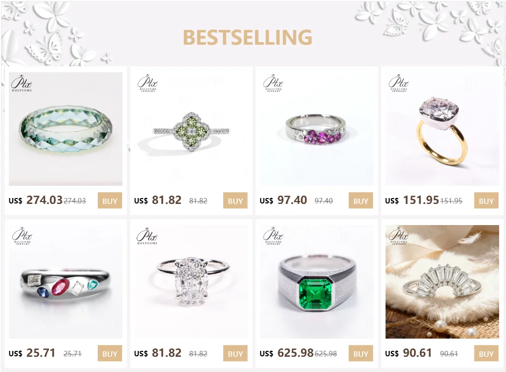 14K 18K Gold Plated Ring S925 Silver Pave Ring White Moissanite Ring Round Brilliant Cut Party Wedding Engagement Jewelry Gift