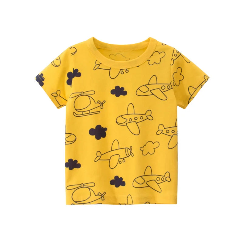 2-8T Toddler Kid Baby Boys Clothes Summer Cotton Top Infant Short Sleeve T Shirt Fashion Cute Tee Boys Tshrit Outfits