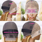 100% Human Hair 4/27 Brown Blonde 13x4 Straight Short Wig  200%Density Pre Plucked Transparent  Lace Human Hair Bob Wigs