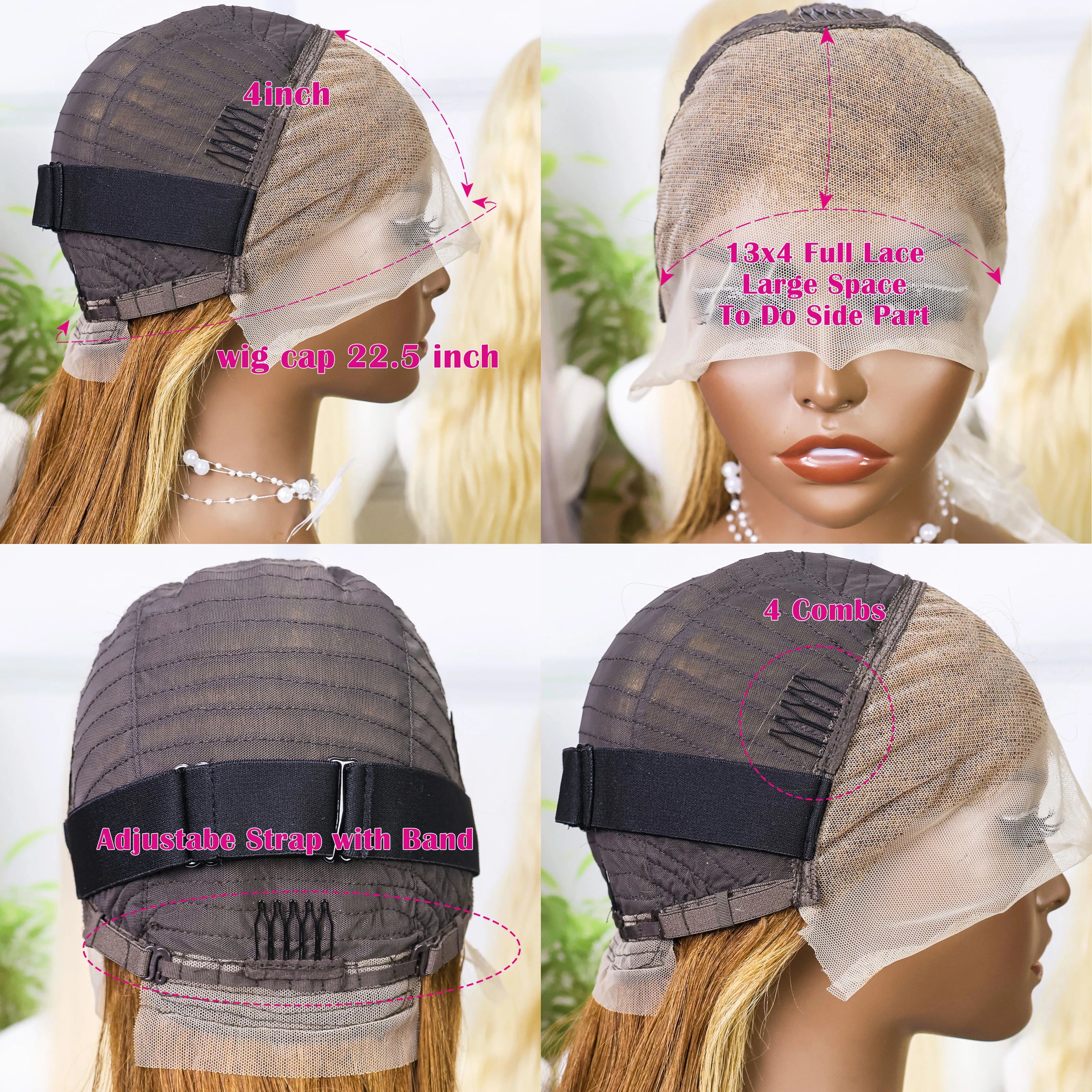 100% Human Hair 4/27 Brown Blonde 13x4 Straight Short Wig  200%Density Pre Plucked Transparent  Lace Human Hair Bob Wigs