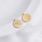 Titanium Steel Vacuum Plated 14K Real Gold Stars Moon Sun Circular Plate Charms Pendant DIY Jewelry Pendant