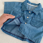 New baby clothes in summer, 0-3 years old baby girl and boy, sleeve pocket top + boxer shorts two-piece set