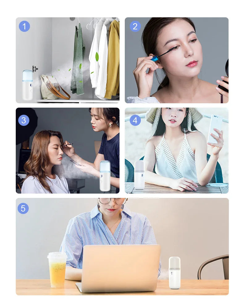 30ML Mini Facial Steamer Personal Nano Sprayer USB Nebulizer Humidifier Moisturizing Hydrating Women Beauty Skin Care Tool