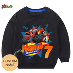 Children Clothes for Boys Sweatshirt Personalized Name Birthday Blaze Shirt Long T Shirt Girl Clothing Kids Toddler Fall Hoodie