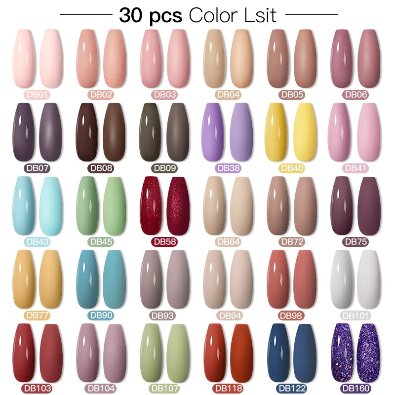 Mtssii 20/40/60Pcs Nail Gel Polish Set Kit Nude Pink Glitter Nail Art UV Gel Manicure Set Vernis Semi Permanent Base Top Coat