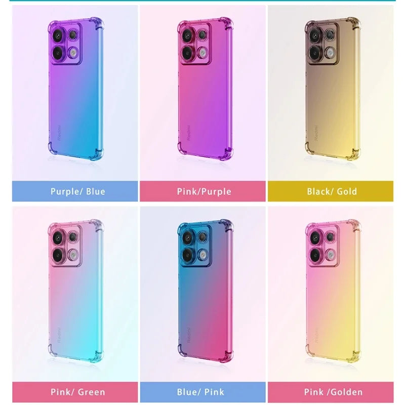 Gradient TPU Case for Xiaomi Redmi Note 14 13 Pro Plus Note 12 12S 11 11S 10 10S Protective Shockproof Cover Fundas Coque Capa