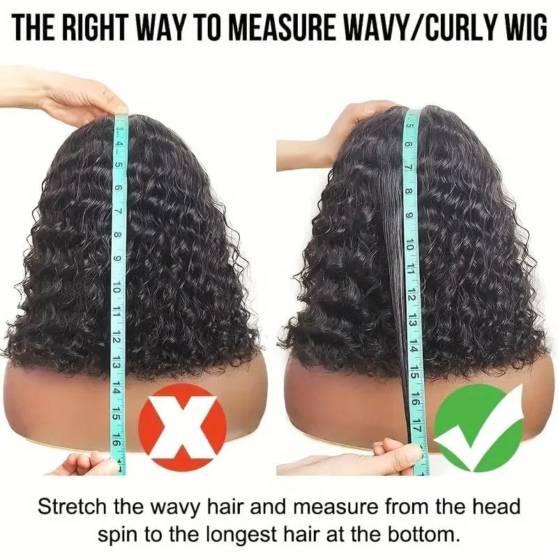 13x4 Curly Bob Wig Human Hair 100% Glueless Wear and Go HD Lace Human Hair Frontal Preplucked Ready to Wear Water Wave Bob Wigs