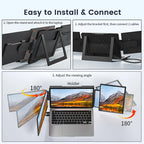 SIBOLAN 16" 2.5k Portable Dual Laptop Monitor 14" Optional 16:10 HDR 2560*1600P UHD Triple Folding Display for Laptop Windows