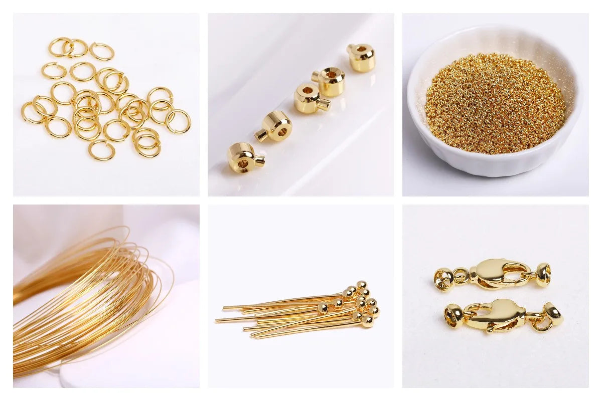 Multi Types 14K/18K Gold Plated Round Bead Frame,Brass Metal Circle Frame Connectors Spacers Beads,DIY Beading Jewelry Making