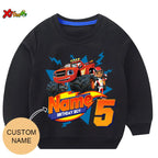 Children Clothes for Boys Sweatshirt Personalized Name Birthday Blaze Shirt Long T Shirt Girl Clothing Kids Toddler Fall Hoodie