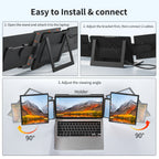 SIBOLAN 16" 2.5k Portable Dual Laptop Monitor 14" Optional 16:10 HDR 2560*1600P UHD Triple Folding Display for Laptop Windows
