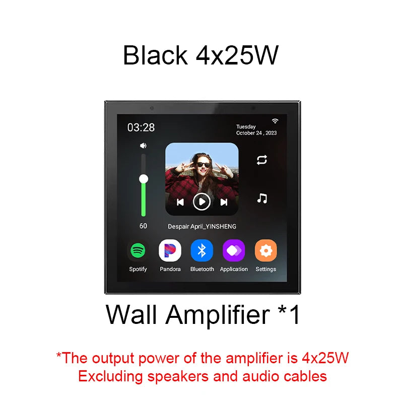 Smart Home Touch Screen 4inch WIFI Android11 bluetooths audio in Wall Amplifier Control Background Music Ceiling Speakers system