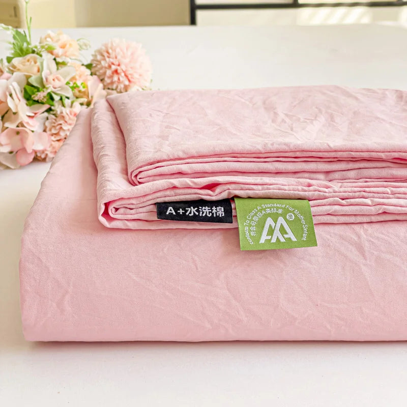 Washed Cotton Bed Flat Sheet for Double Bed Plain Solid Color Top Sheets Single/Queen/King Flat Bedsheets Home Bed Linen Sheets