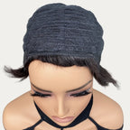 Human Hair Wig Burgundy 4# black Curly Pixie Cut with Layers With Bangs Short Hair Wigs For Women Full Machine Made Wig