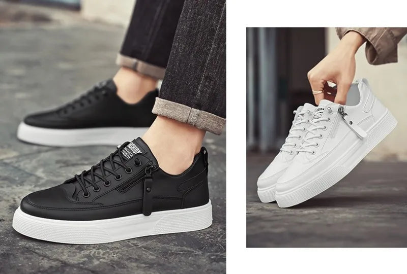 Classic Men Platform Leather Shoes Loafers Designer Trend Brand Man Flat Casual Shoes Fashion Zip Sneakers Shoes Men Mocciasins