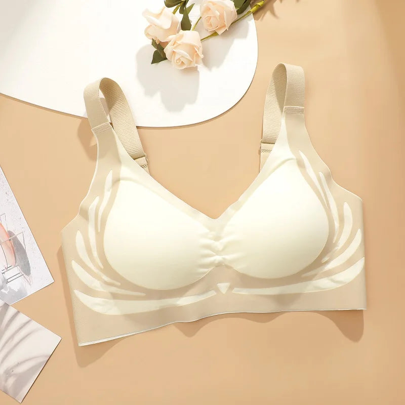 Plus Size Super Gather Push Up Bras Women Soft Support Seamless Underwear Female Full Cup Lift-Up Bras Wireless Soft Sleepwear