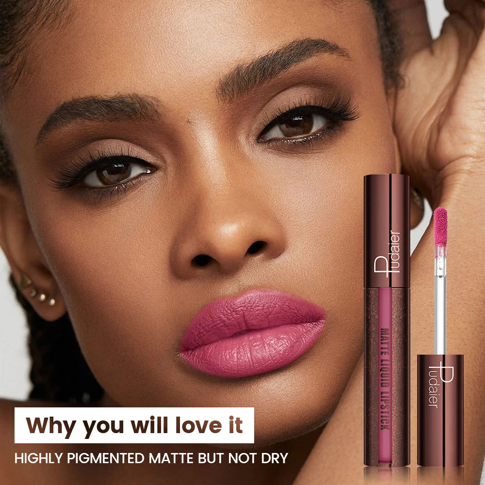 Pudaier Velvet Matte Liquid Lipstick | Waterproof & Transfer-Proof Lip Gloss | Long Lasting Lip Stain (5 Shades) | Kiss Proof, N