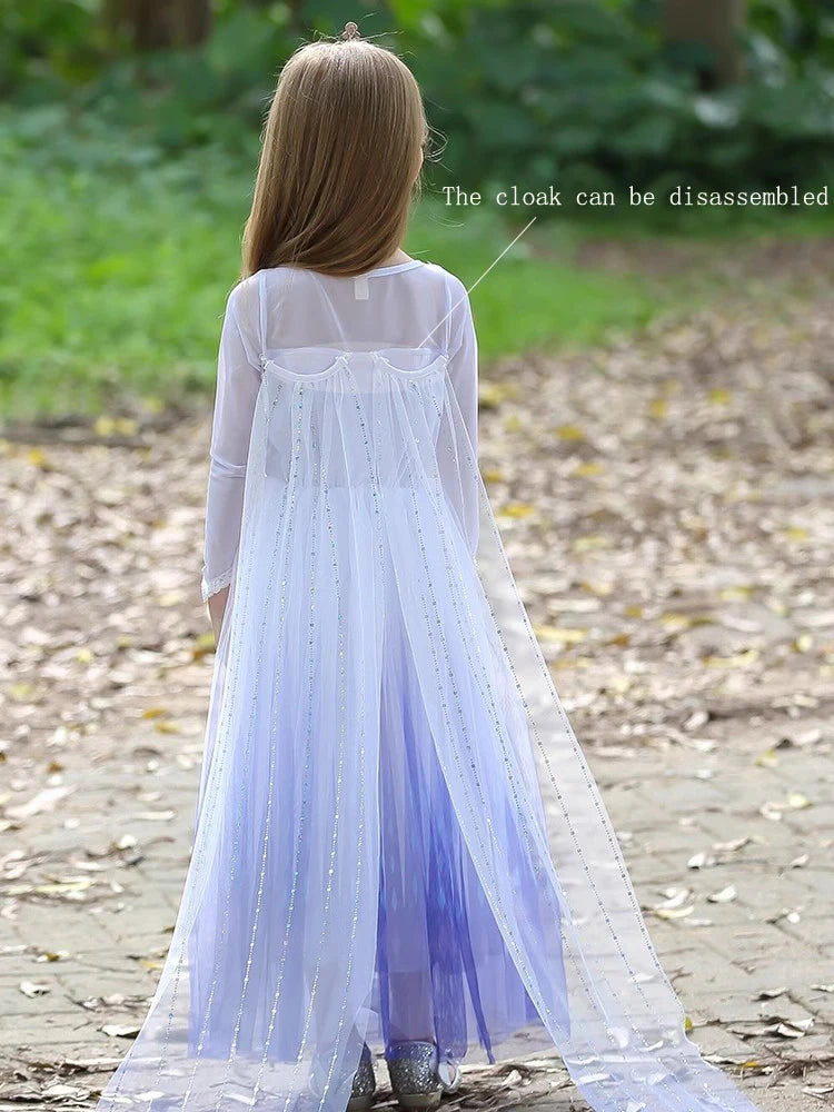 Elsa Dress Kids Girl Formal Princess Long Dress Summer Halloween Party Costumes Children's Frozen 2 Clothes for 3-12 Years Old