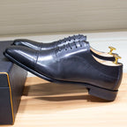 Elegant Men Oxford Shoes Brogue Genuine Leather Black Brown Classic Cap Toe Lace Up Formal Shoes Wedding Office Men Dress Shoes