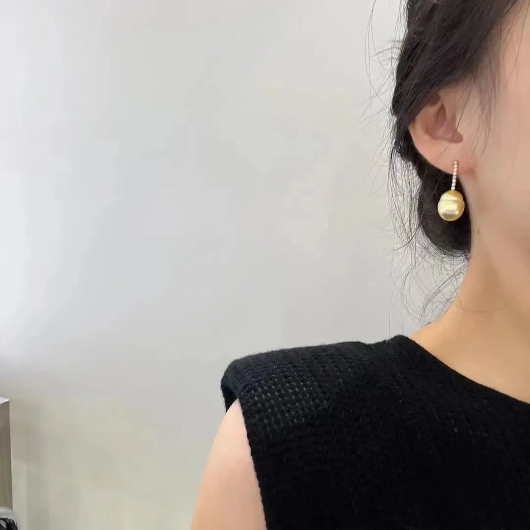 Customized 14K/18K Read Gold Set South Sea Golden Baroque Pearl Jewelry Bespoke Genuine Diamond One Of A Kind High Fine Jewelry
