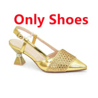 Shoe and Bags for Women Nigeria Party Women Nigerian Italian Shoes and Bags Set with Rhinestone Elegant Woman Heeled Pumps