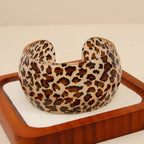 Sexy Leopard Print Resin Cuff Bangles Exaggerated Design Resin Material Leopard Print Bracelets Couple Style Wide Open